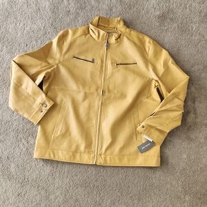 Yellow Lightweight Shirt Jacket with Stand-Up Collar
